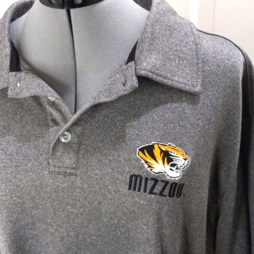 Mizzou Polo Shirt, Grey.        Size Large